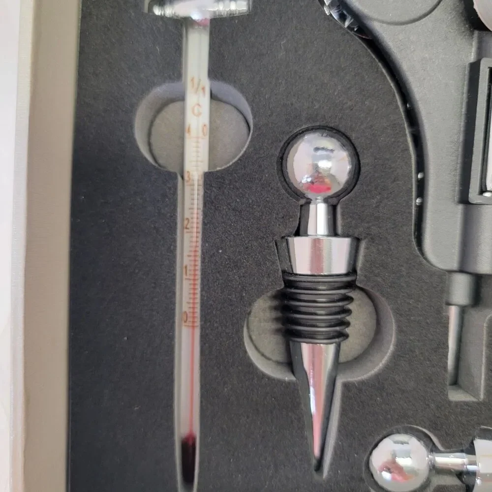 Mixi 9pc Wine Opener Set w/ Corkscrew, Foil Cutter, Thermometer, Stoppers & More